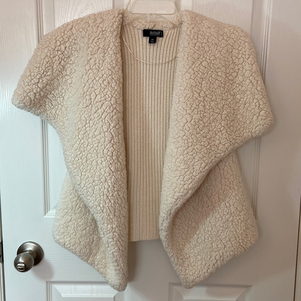 a.n.a. Teddy Bear Vest With Knitted Back, Size PS